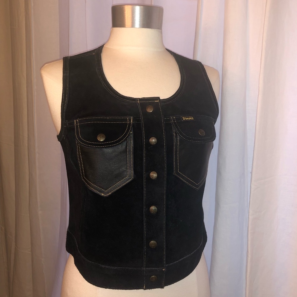 Diesel BLK leather/ suede reversible vest
